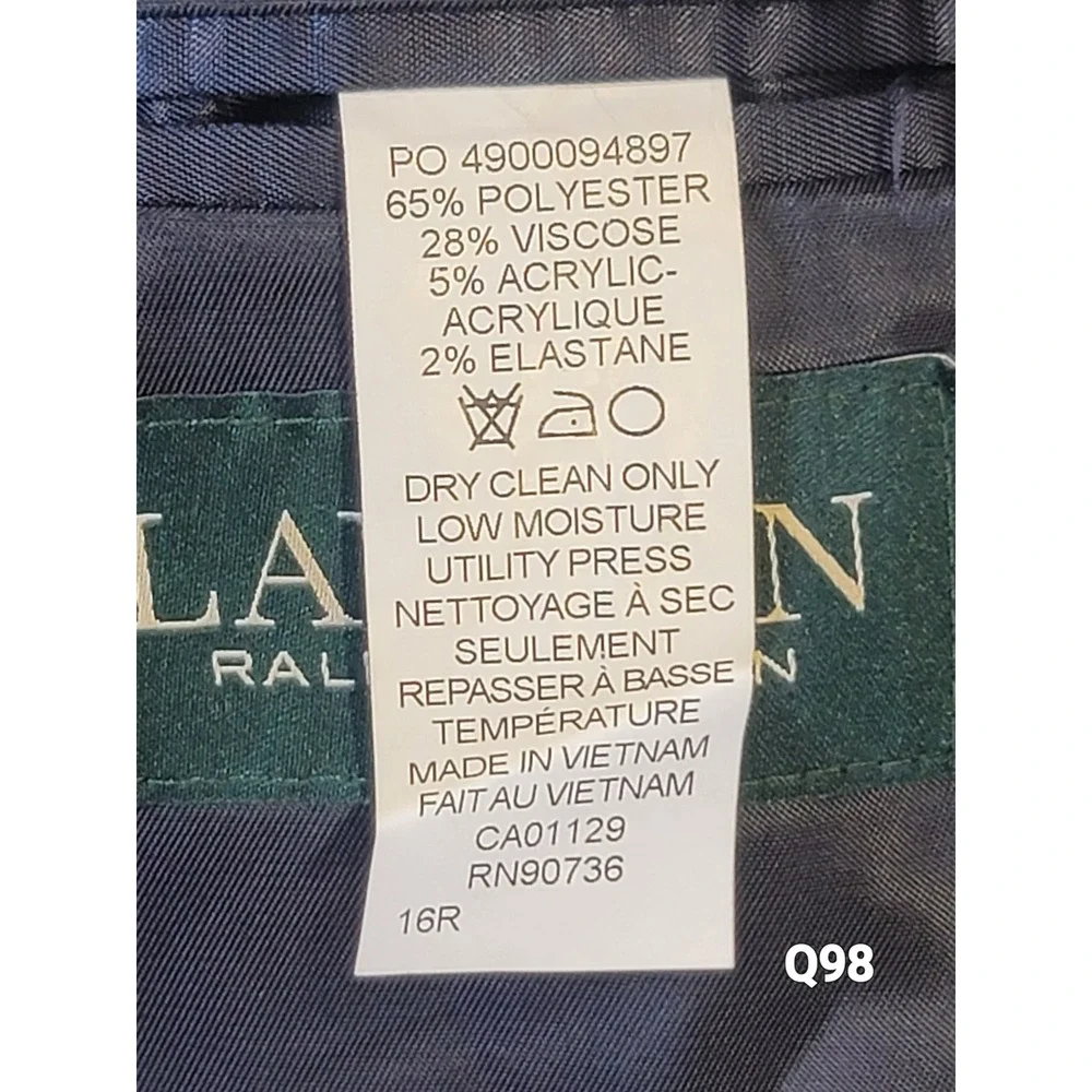 Lauren Ralph Lauren Boys Blue Plaid Blazer Elbow Patches Sport Coat Size 16R